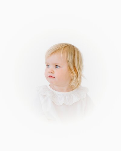 Heirloom portrait of baby in classic white bonnet – fine art children’s photography OKC