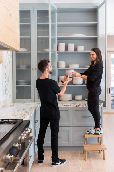 Los Angeles professional organizers getting a kitchen organized