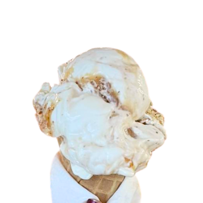 scoop of caramel almond crunch ice cream