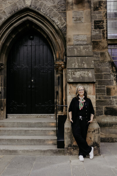 Margaret on location in Edinburgh