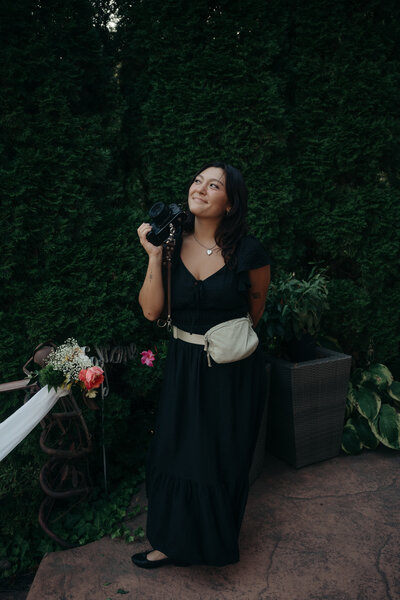black and white overlay of woman walking down beach, destination wedding photography