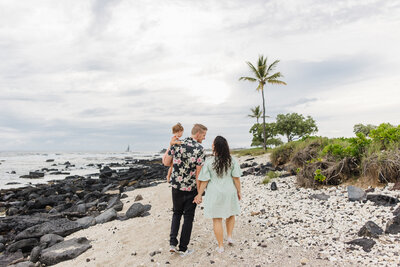 family walking on beach