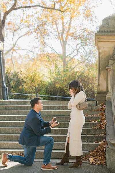 NYC Central Park Proposal Photoshoot in Fall