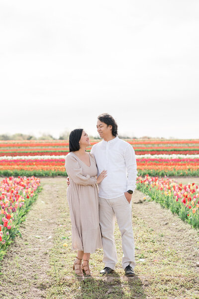 parents at a tulip farm