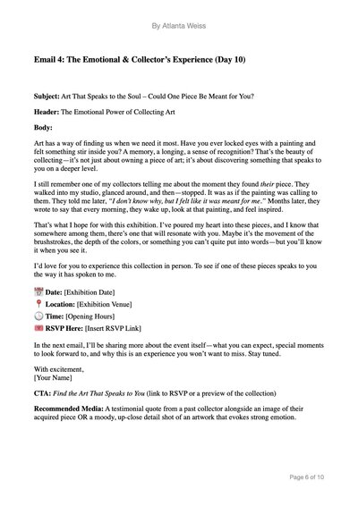 Screenshot of Email 4 – The Collector’s Perspective email template. 