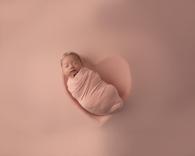 san diego studio newborn portrait of baby in pink heart