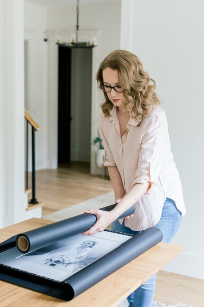 Meredith wrapping a print