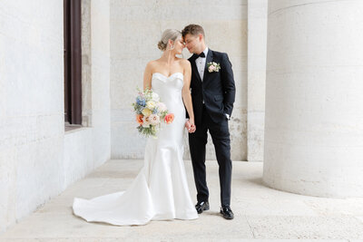 couple on their wedding day at The Ohio Statehouse in Columbus, Ohio