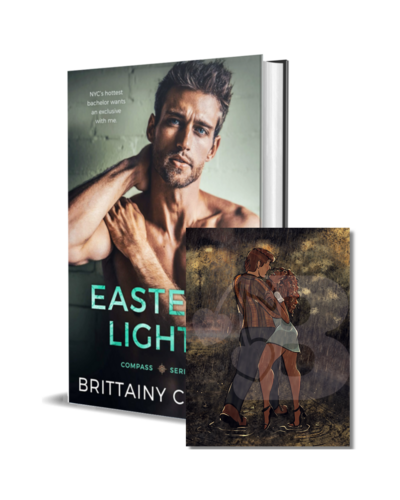 man with beard wearing a white shirt looks down on the cover of the air he breathes by romance author brittainy cherry