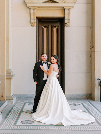 Formal bride and groom portrait after St Gertrude wedding in Cincinnati, Ohio