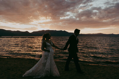 groom kissing bride on cheek