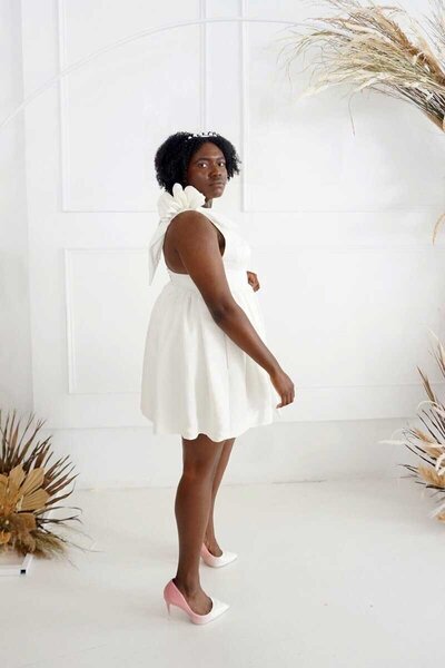 Bridal mini dress with pearls - Edith Élan Charleston SC