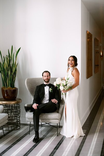 Modern, trendy, sleek bride and groom