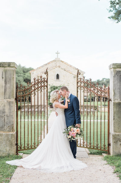 Bride and groom walk up memorial steps at their DC wedding