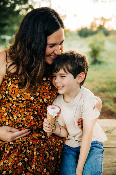 mother and son maternity session outdoor lifestyle