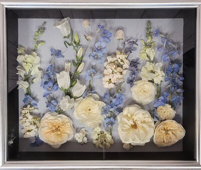 Handcrafted floral keepsake with preserved blooms, highlighting Leigh Florist’s preservation artistry.