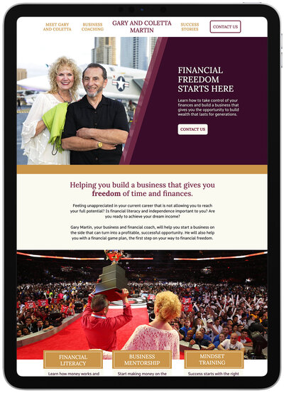 Custom website for business and finance coach Gary Martin