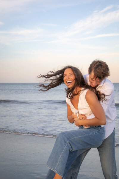 Savannah GA beach couples session at sunset by Ry Photography