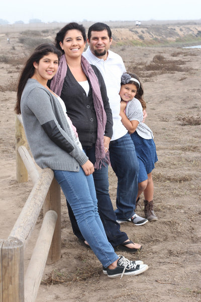 family by bay area beach