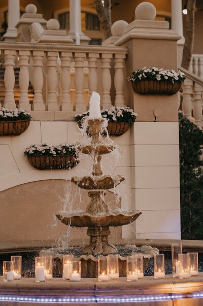 Fountain at The Club at The Strand wedding