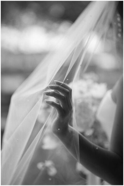 moments before walking down the aisle, editorial bride, details of bride holding veil, vogue bride