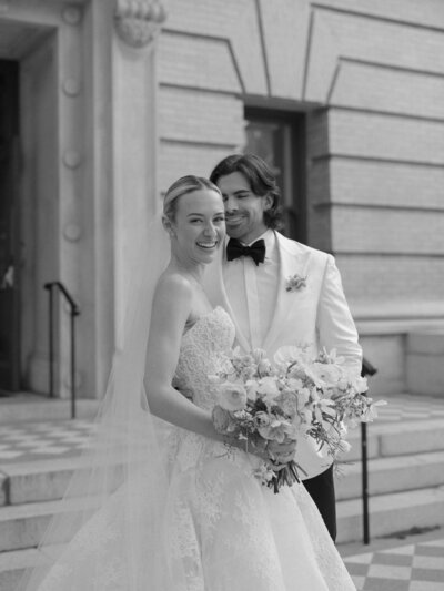 Sunset mountainside portrait of Colorado bride and groom