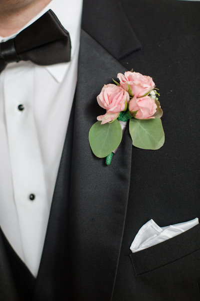 Grooms bowtie and pink peony boutonniere.