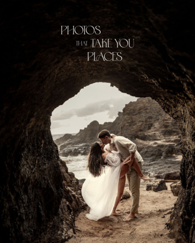 Branded mockup for NYNC Photo with the tagline featured above a portfolio shot of an engagement session