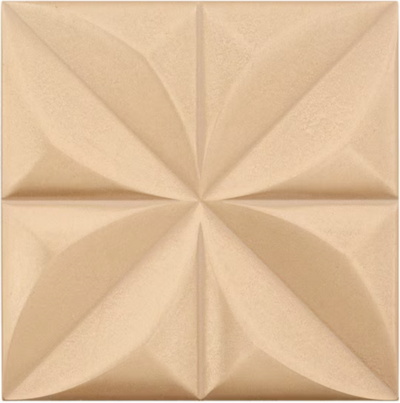 Gold tile with textured floral pattern.