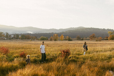 Golden hour family session at Somers Beach, Montana