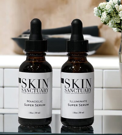 bottles of serum for skincare