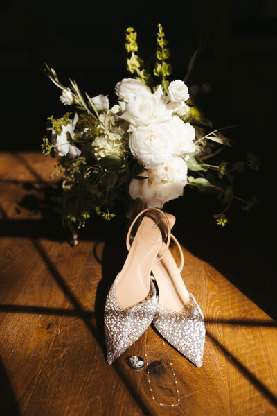Kasey Fanton Evansville wedding photographer bouquet and shoes