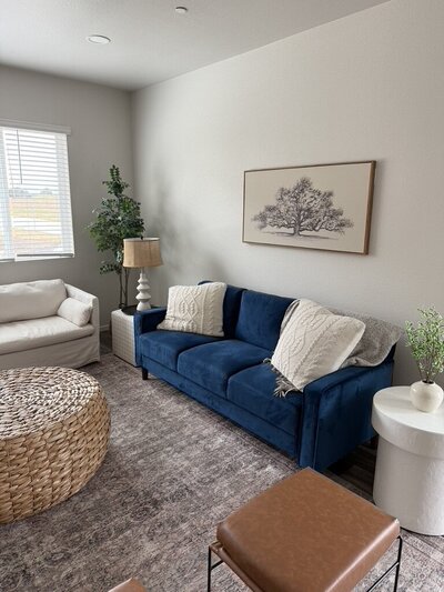 Warm, inviting space styled to sell by KSC Interiors.
