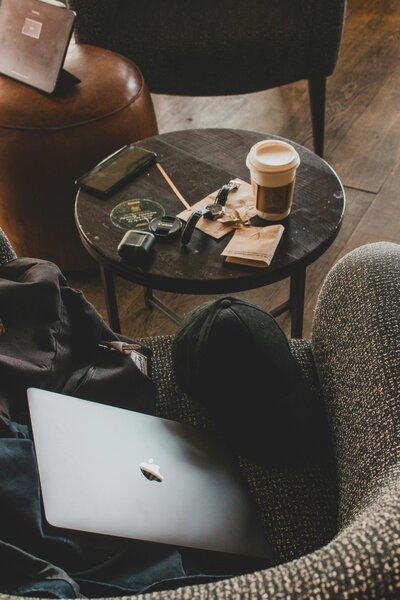 laptop and coffee shop
