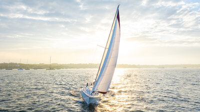 sailing lesson sailboat narragansett bay newport bridge