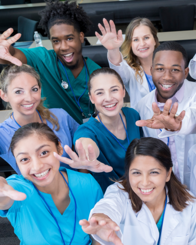 Group of healthcare professionals participating in a guided session