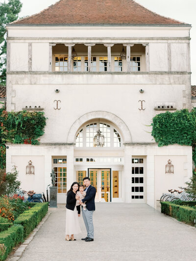 The Classic Family Portrait in front of the entrance of Source de Caudalie