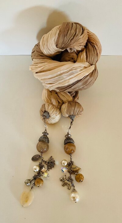 Etole bijoux soie charm's  IVOIRE-TAUPE