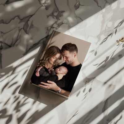 Folio album of 5x7 pictures in a black keepsake box from a Greensburg photography studio.
