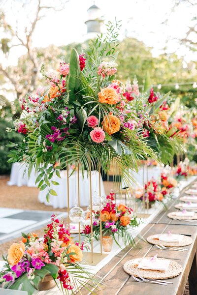 A tropical wedding reception for a Hemingway Home wedding