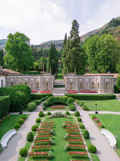 overhead photo of wedding ceremony at Italian estate