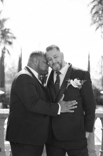 black and white bride and groom portrait