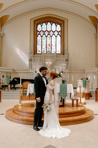 catholic wedding couple in church