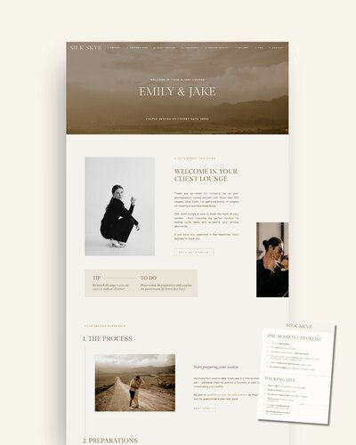 Showit Client Lounge template for photographers - Session - Silk Skye