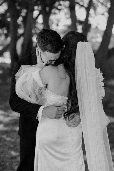Couple doing a first look for their wedding 