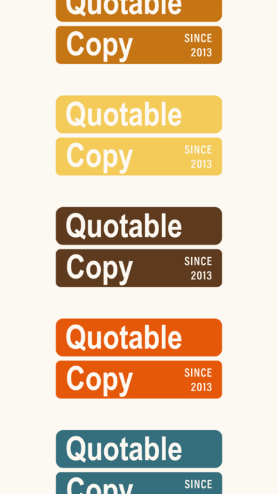 Quotable copy submark logos in alternating colors on a cream background