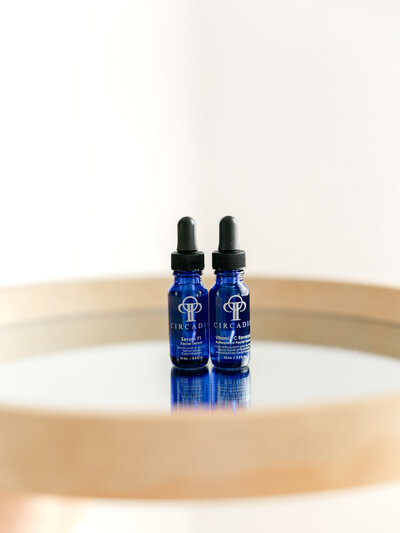 Close up detail of skincare products during branding photoshoot