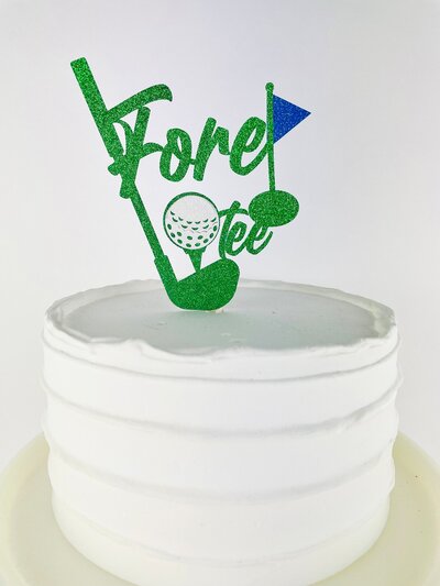 fore-tee cake topper