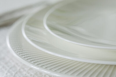 White china for weddings and events