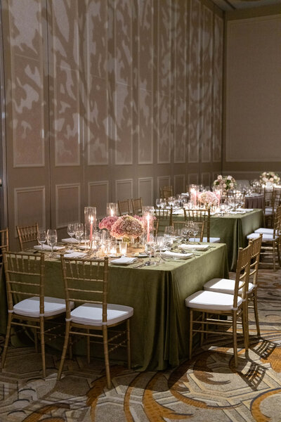 Sage green velvet linens